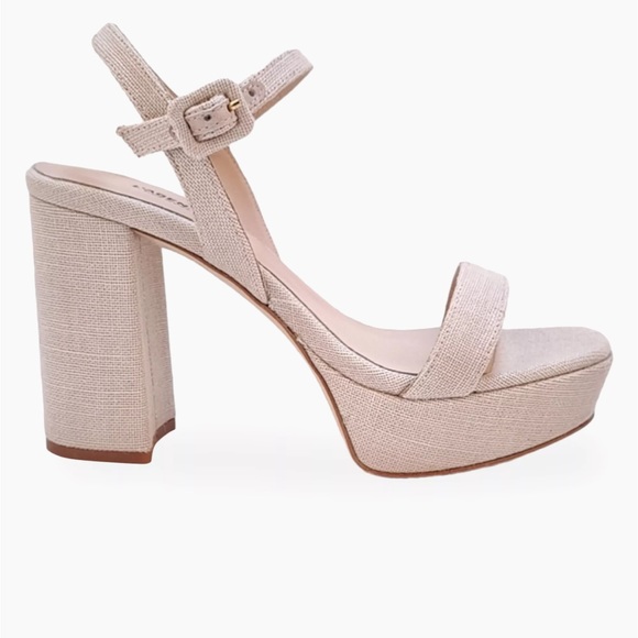 Odila Ecru Odila 70MM Linen Platform Sandals - Picture 8 of 8